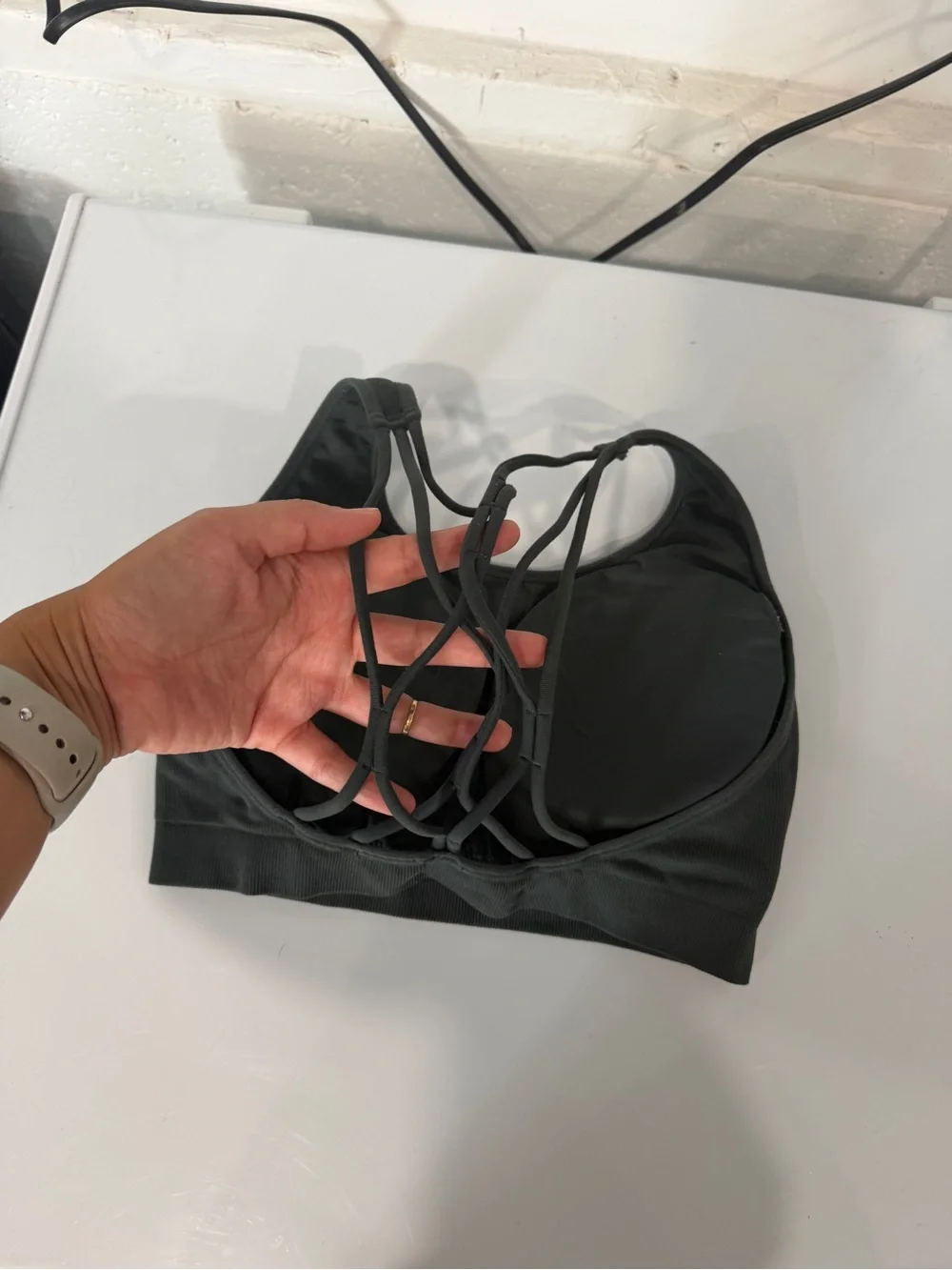 Fabletics Black Strappy Back Sports Bra